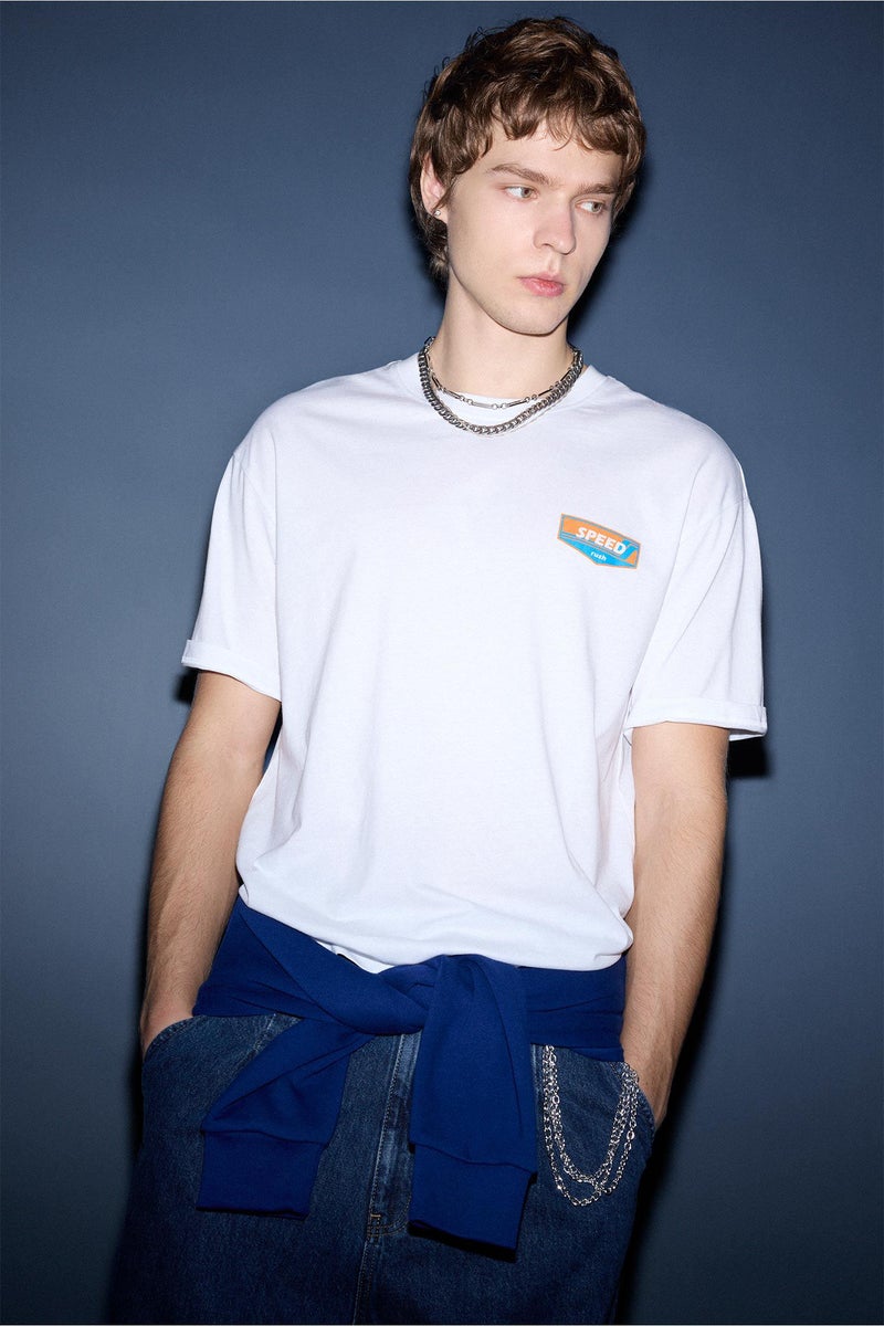 DeFacto White Man 100% Cotton Boxy Fit Printed T-Shirt Casual - Image 3